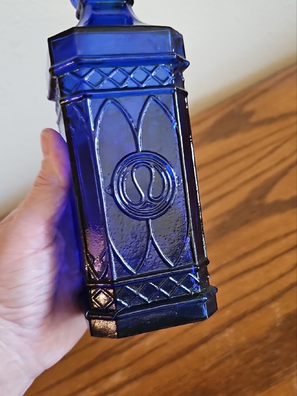 Cobalt Blue Decorative Glass Bottle with Cork Stopper Tote 8 - Picture 7 of 9